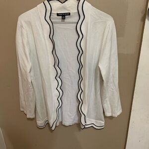 Cable & Gauge Ivory Cardigan with Black Edging